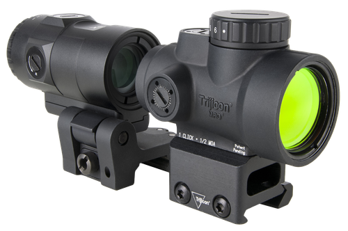 Trijicon MRO SD Patrol Combo, Red Dot with 3X Magnifier, 25mm Objective, 2 MOA Dot/68 MOA Segmented Circle, Matte Finish, Full Co-Witness Mount