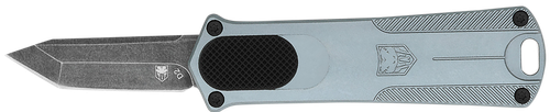 CobraTec Knives California 952 *CA Compliant 1.75" OTF Tanto Plain Black Stonewashed D2 Steel Blade, 3" Gray Anodized Aluminum Handle