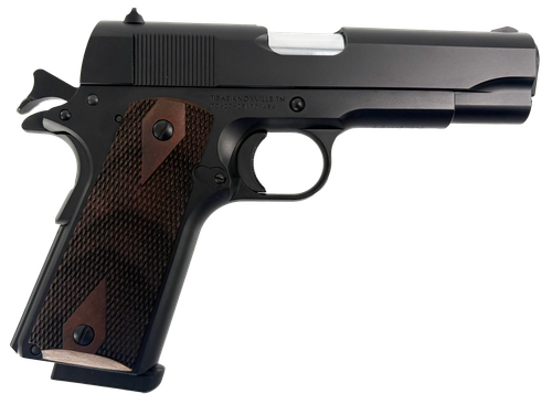 Tisas 1911 A1 Tanker Exclusive 45 ACP 4.25" Hard Chromium Barrel, Manganese Phosphate Coated Serrated Slide, Matte Black Frame w/Beavertail, Wood Grips, 8 Rd