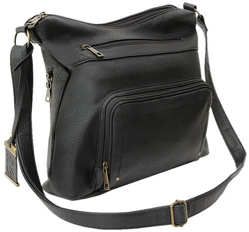 Bulldog Cases Cross Body Style Purse with Holster, Polyurethane Construction, Black