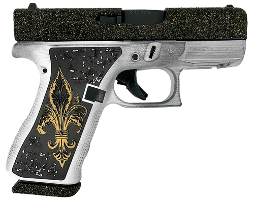 Glock 43X Sub-Compact Frame 9mm 3.41" Barrel Black/Gold w/Fleur De Lis Grip 10rd