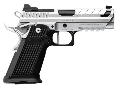 Fusion XP Comp 9mm, 4.6" Barrel Integrated Compensator, Tenifer Finish, Chrome and Black, Grip & Thumb Safety, Fiber Optic Front Sights, Optic Ready, 2x17rd Mags