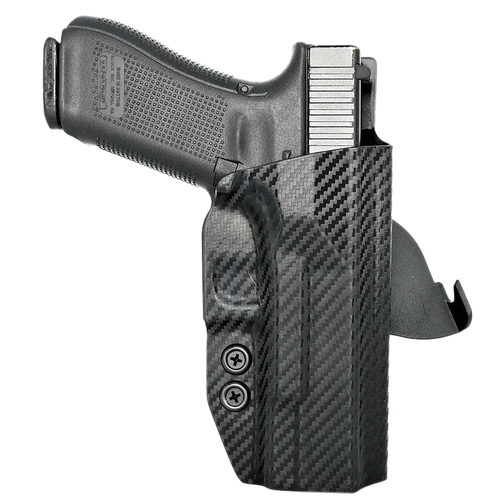 Rounded Gear Paddle Holster Outside Waistband Black Carbon Fiber Kydex Fits Glock 17