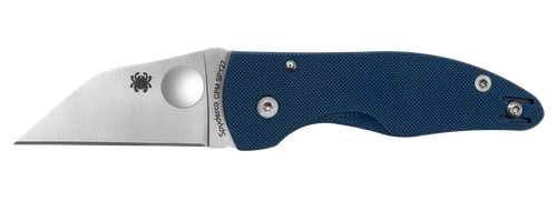 Spyderco MicroJimbo, Folding Knife, 2.45" Wharncliffe Blade, 6.22" Overall Length, CPM SPY27 Blade, Plain Edge, Satin Finish, Silver, Blue G-10 Handle, Compression Lock