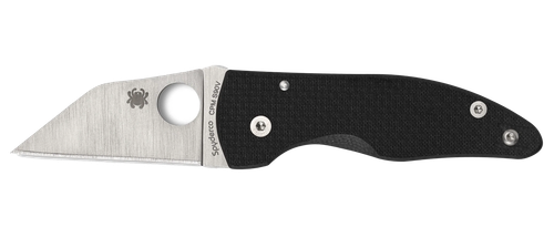 Spyderco MicroJimbo 2.45" Folding Wharncliffe Plain Satin CPM S90V Blade, Black Textured Carbon Fiber Handle