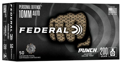 Federal Punch 10mm Auto 200gr Jacketed Hollow Point 50 Per Box/10 Case