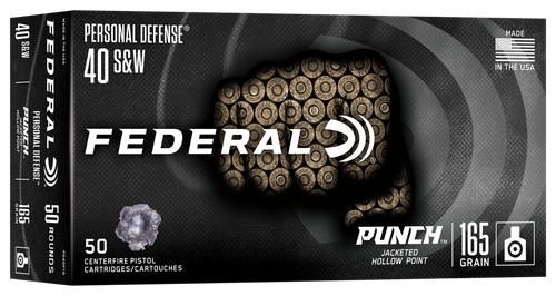Federal Punch 40S&W 165gr Jacketed Hollow Point, 50rd Box