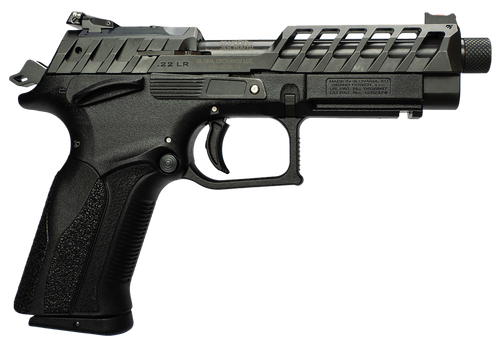 Grand Power K22 X-Trim, DA/SA, Full Size, 5" Threaded Barrel, 1/2X28 Thread Pitch, Ambidextrous Manual Safety, Matte Finish, Black, Adjustable Green Fiber Optic Rear Sight, Red Fiber Optic Front Sight, Includes (4)-Optic Adapter Plates, 10rd, 3 mags