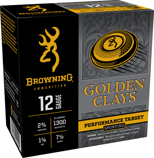 Browning Golden Clays 12 Gauge 2.75" 1 1/8oz 7.5Shot 25 Per Box