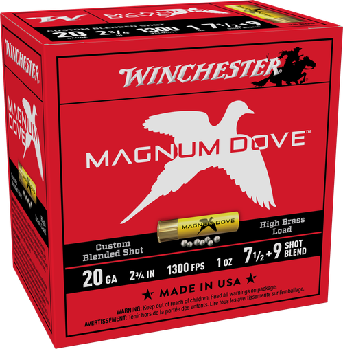 Winchester Magnum Dove 20 Gauge 2.75" 1oz 7.5/9Shot 25 Per Box