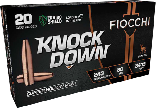 Fiocchi Ammunition Backwoods Hunter, 243 Win, 80gr, Copper Hollow Point, 20rd Box