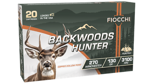 Fiocchi Ammunition Backwoods Hunter, 270 Winchester, 130gr, Copper Hollow Point, 20rd Box