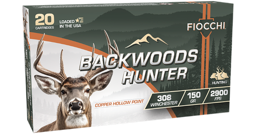 Fiocchi Ammunition Backwoods Hunter, 308 Winchester, 150gr, Copper Hollow Point, 20rd Box