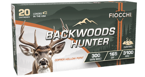 Fiocchi Ammunition Backwoods Hunter, 300 Winchester Magnum, 165gr, Copper Hollow Point, 20rd Box