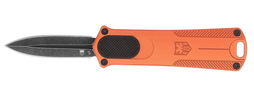 CobraTec Knives 952 Small 1.75" OTF Dagger Plain Black Stonewashed D2 Steel Blade, 3" Orange Aluminum Handle