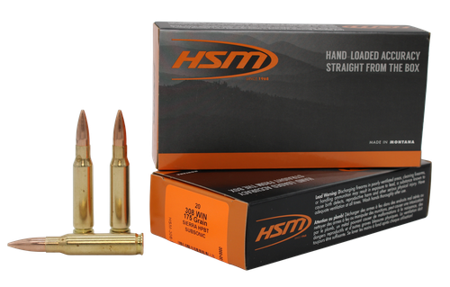 HSM Match Subsonic 308 Win 175gr Hollow Point Boat Tail, 20rd Box
