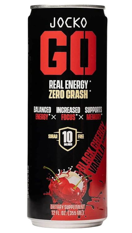 Jocko Fuel Black Cherry Vanilla Energy Drinks 12oz 12Pack
