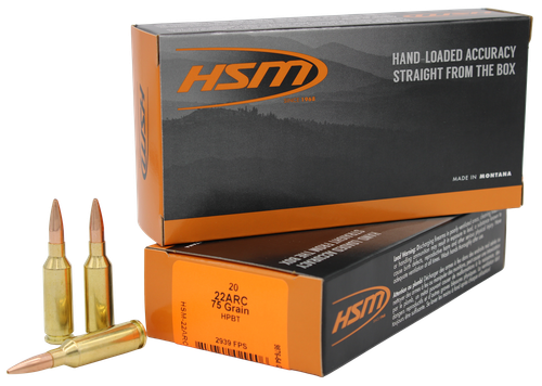 HSM Varmint 22ARC 75gr Hollow Point Boat Tail 20 Per Box