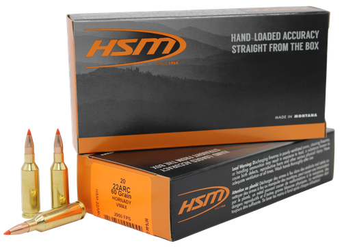 HSM Varmint 22ARC 60gr V-Max 20 Per Box/25 Case