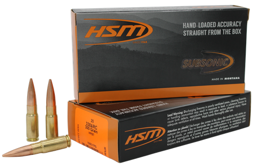 HSM Subsonic 338ARC 300gr Hollow Point Boat Tail 20 Per Box