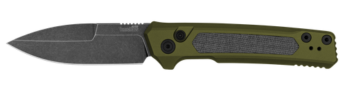 Kershaw Launch 22 Automatic 3.45" Folding Spear Point Plain CPM MagnaCut Steel Blade, Olive Drab Green Anodized Black Micarta Inserts Aluminum Handle