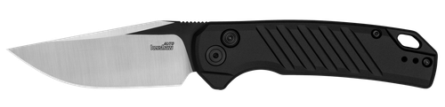 Kershaw Launch 23 Automatic 3.30" Folding Trailing Point Plain Black Cerakote/Satin CPM 154 SS Blade, Black Anodized Aluminum Handle