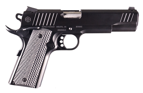 Alpha Foxtrot AF1911 Enhanced 9mm 4.25" Barrel, Black QPQ SS Serrated Slide, Checkered Polymer Grip, 10 Rd