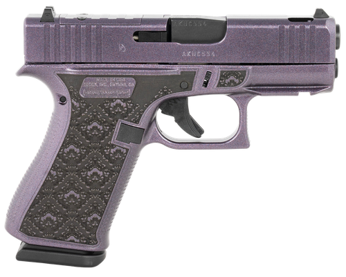 Glock 43X MOS Exclusive 9mm, 3.41" Ported Barrel, Amethyst Purple, Optic Cut/Ported/Serrated Slide, Beavertail, RMSc Footprint, 10rd