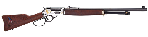 Henry Spirit of the Corps Tribute Edition 45-70 Gov, 22" Octagon Barrel, Brass, Silver, Large Loop Lever, Side Gate, Adj Semi Buckhorn, American Walnut, 4rd
