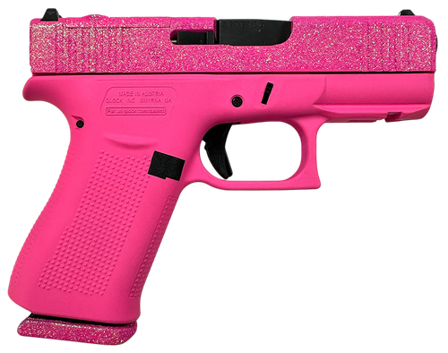 Glock 43X MOS 9mm 10rd,3.41" Black GMB Barrel, Pixie Glitter Cerakote Steel Optic Ready/Serrated Slide, Pixie Cerakote Polymer Frame & Grip, Ambidextrous