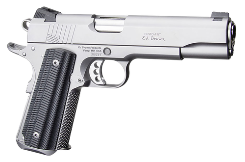 Ed Brown 1911 2nd Amendment 45 ACP 5" Stainless Steel Barrel, Serrated Slide & Frame, Black Alien G10 Grip