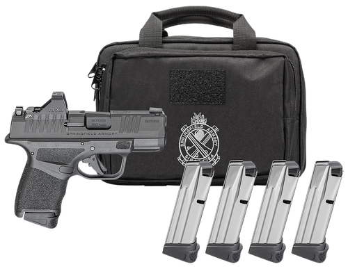 Springfield Hellcat OSP Optic Package 9mm, 3" Barrel, Black, Tritium Front, Tactical Rack Rear, Viridian Green Dot, 4x10rd Mags, Range Bag, California Compliant