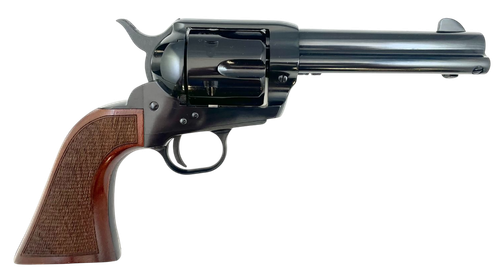Taylors & Company 1873 Pietta 9mm 6 Shot 4.75" Blued Round Barrel, Blued Cylinder & Steel Frame, Walnut Checkered Army Style Grip