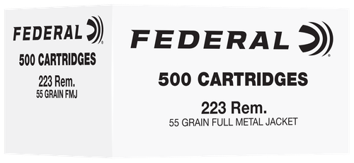 Federal MilSpec 223 Remington Ammo 55gr Full Metal Jacket 500 Per Box