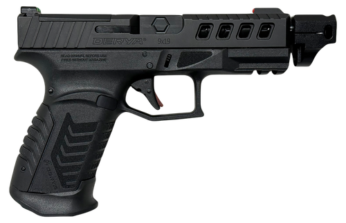 Derya DY9 Comp 9mm, 4.56" Threaded Compensated Barrel, Melonite Black, Truglo Fiber Sights, Optics Ready, Glock Mags, 15rd, 2 Optic Plates, 4 Back Straps
