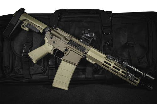 Shark Coast Knoll Grass AR PIstol Bundle 5.56 NATO 30+1 10.50" Barrel, 2-Tone Green Cerakote,, M-LOK, Green Stock/Grip, StreamLight ProTac, Vortex