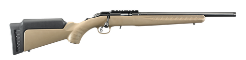 Ruger American Rimfire 17 HMR, 16" Barrel, Threaded 1/2X28, Satin Blued, Black, Flat Dark Earth Synthetic Stock, Scope Base, 15rd, 1 Magazine