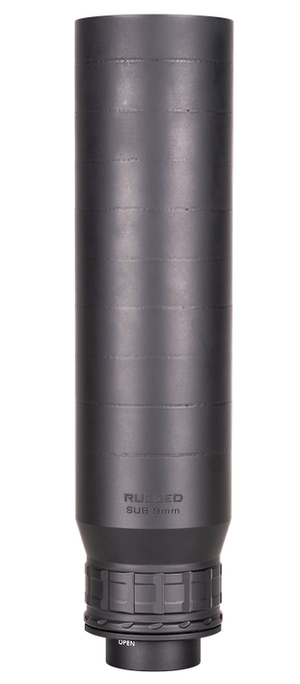 Rugged Suppressors Sub9 9mm, Includes 3-Lug Adapter, 17-4 Stainless Steel Construction, Black