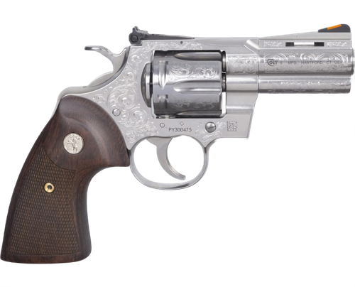 Colt Python 357 Magnum, 3" Barrel, Stainless Finish, Walnut Grips, Engraved, Limited Edition