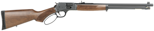 Henry H12 Provider 357 Mag/38 Special, 20" Barrel, Blued, American Walnut, Checkered, Adj Semi-Buckhorn, Diamond Insert, Brass Bead, 10rd