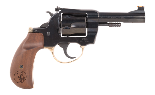 Henry H17 Big Boy Deadeye 357 Mag/38 Special, 4" Barrel, Polished Blued, American Walnut Birdshead, Adj Rear, Ramp Bead Front, 6rd