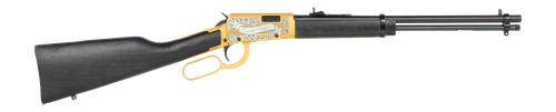 Rossi Rio Bravo Ronald Reagan 22 LR, 18" Barrel, Engraved Gold, Black Stock, Drift Adj Front, Buckhorn Rear, 15rd