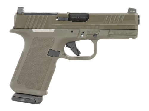 Ruger RXM Exclusive Compact 9mm 4" Barrel, OD Green Alloy Optic Ready/Serrated Slide, OD Green Frame w/Accessory Rail, RMR/RMSc/DeltaPoint Pro Footprint, 15 Rd