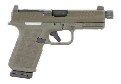 Ruger RXM Exclusive Compact 9mm 4" Threaded Barrel, OD Green Optic Ready/Serrated Slide, OD Green Frame, RMSc/RMR/DeltaPoint Pro Footprint, 15 Rd