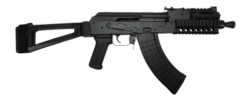 Pioneer Arms Quad Rail Micro Hellpup AK47 Pistol 7.62x39mm 7" Threaded Barrel, SB Tactical AKTF Side Folding Triangle Pistol Brace, 30 Rd Mag