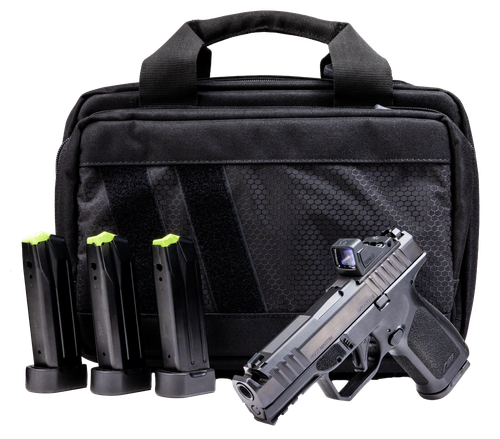 Rost Martin RM1C Comp Optics Bundle 9mm 4" Compensated Barrel, w/Optic Slide, Polymer Frame w/Picatinny Rail, Viridian RFX-11 Green Dot, 15 Rd & 17 Rd
