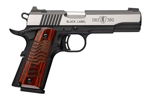 Browning 1911 Black Label Medallion Pro 250 Full Size 380 ACP 10rd,4.25" Matte Stainless Barrel, Blackened Silver Polished Flats Stainless Steel Serrated Slide, Matte Black Polymer Frame w