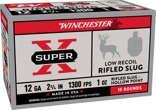 Winchester Super-X 12 Ga, 2.75", 1 oz Low-Recoil Rifled Slug, 15rd Box