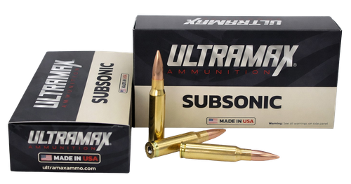 ULTRAMAX Ammunition Subsonic 308Win 175gr Hollow Point Boat Tail Match 20 Per Box/10 Case