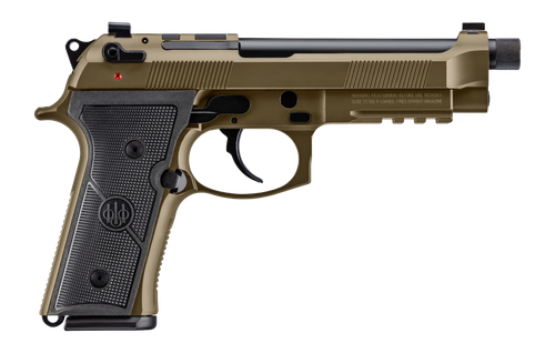 Beretta M9A4 Overlanding 9mm, 5.1" Threaded Barrel, Cerakote Bronze, Tritium Night Sights, 10rd, 2 mags, Includes Flashlight, Compass, and a 10mm Socket